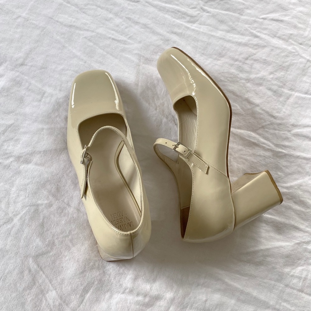 Maryam Nassir Zadeh Mary Jane Pumps in Beige Patent Leather / Size 39 - Picture 1 of 11